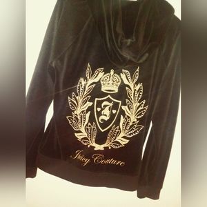 Juicy couture Vintage black zip up hoodie sweater rhinestone